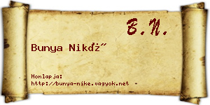 Bunya Niké névjegykártya